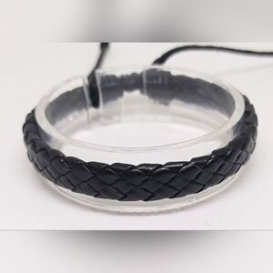 Men's‎ leather bracelet braided black new e48